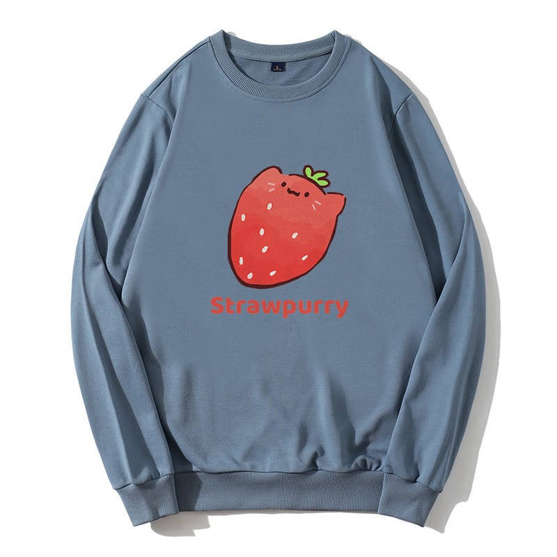 STRAWPURRY ストロベリーパーグラフィック ラウンドカラー スウェットシャツ - ダスティブルー - 5XL - image 3