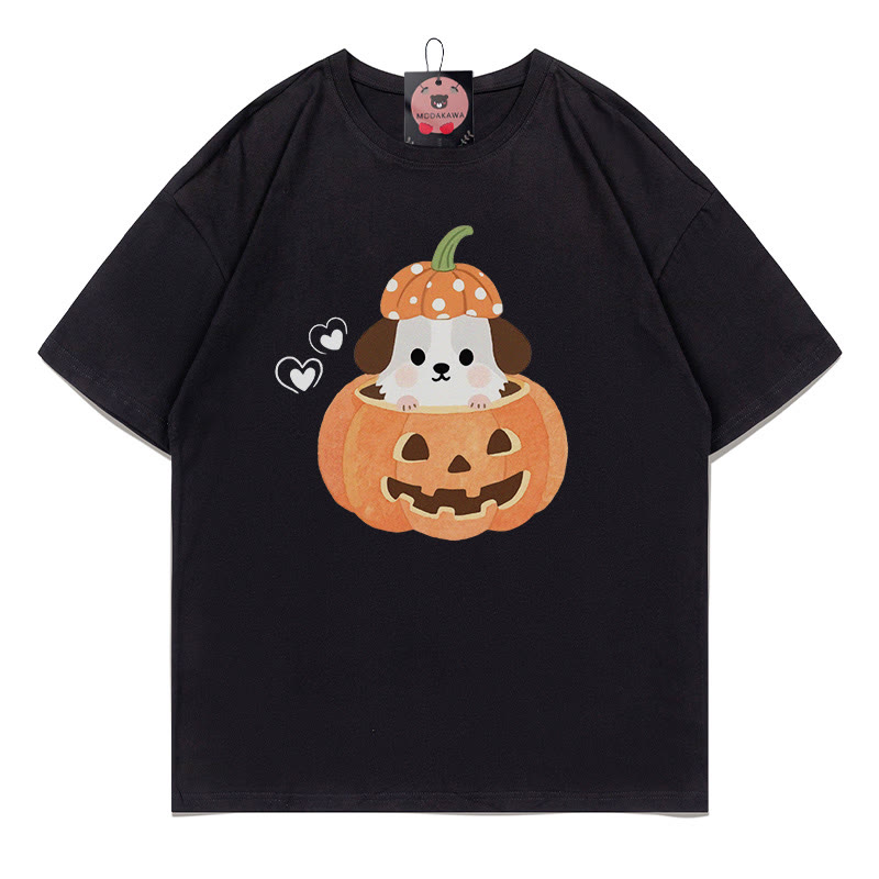 パンプキンパピープリントTシャツ - 黒 - 5XL - image 4