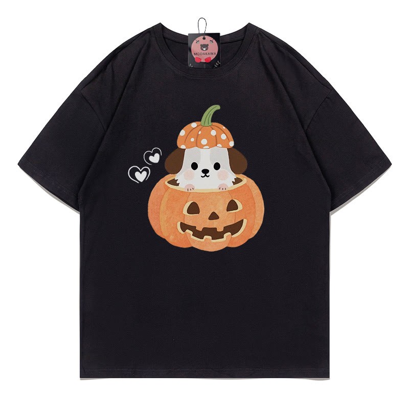 パンプキンパピープリントTシャツ - 黒 - 5XL - image 4