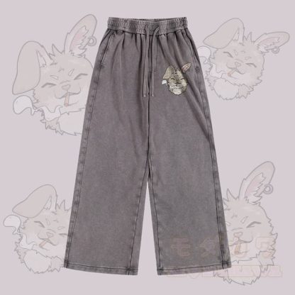 MODAKAWA スモーキングバニーグラフィック ヴィンテージウォッシュド アジャスタブルヘムパンツ - グレー - 2XL - image 3