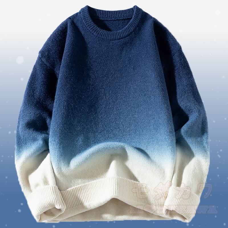 グラデーションニットセーター コーデュロイパンツ ツーピース - 青いセーター - 3XL - image 11