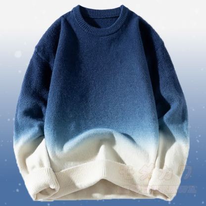 グラデーションニットセーター コーデュロイパンツ ツーピース - 青いセーター - 3XL - image 11