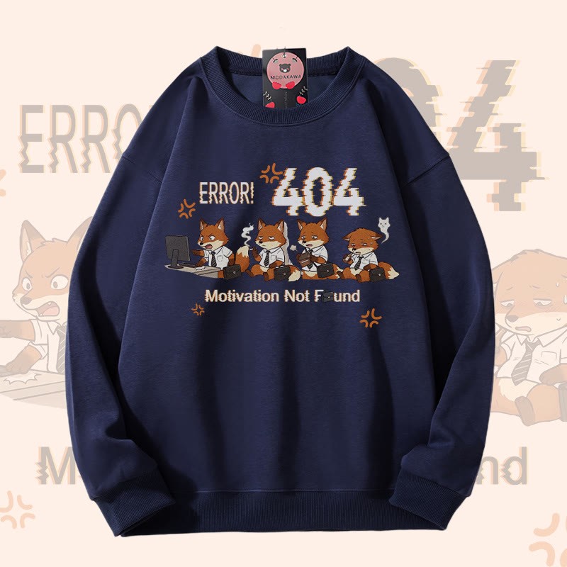 ERROR 404 MOTIVATION NOT FOUNDFox Graphic Modakawaスウェットシャツ - Purplish Blue - 5XL - image 5
