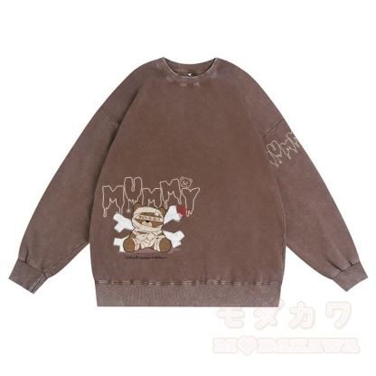 MODAKAWA マミーベア グラフィック ユニセックス ヴィンテージウォッシュド スウェットシャツ - 茶色 - 3XL - image 4