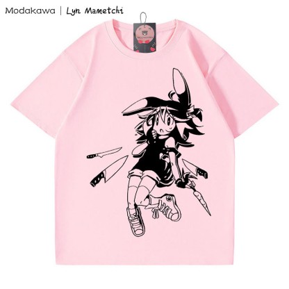 MODAKAWA × Lyn Mametchiナイフフライトゥワードガール プリントTシャツ - ピンク - 5XL - image 5