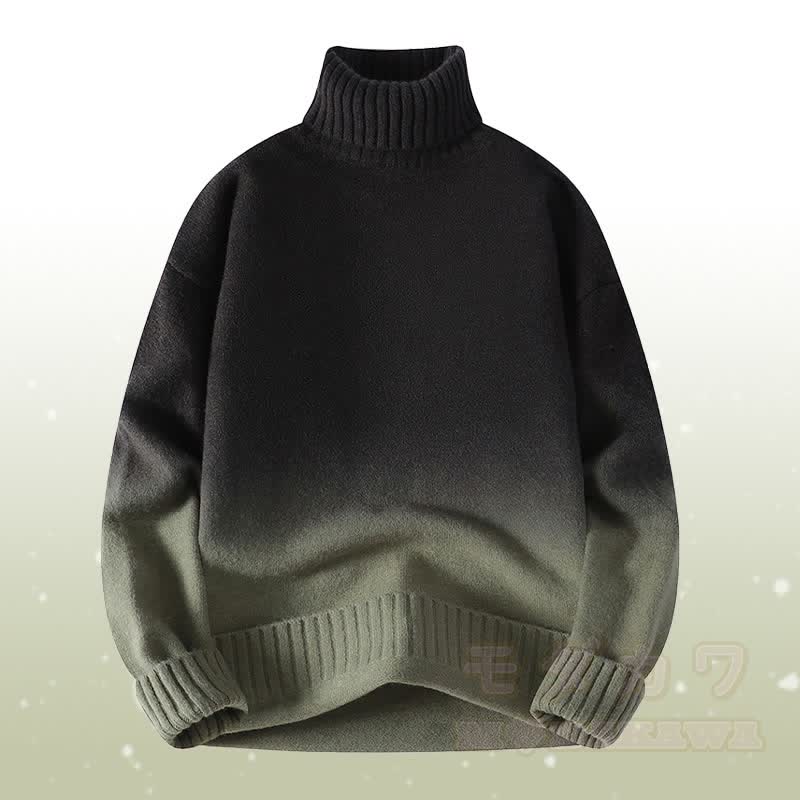 グラデーションニットタートルネックセーターデニムパンツツーピース - 緑のセーター - 3XL - image 11