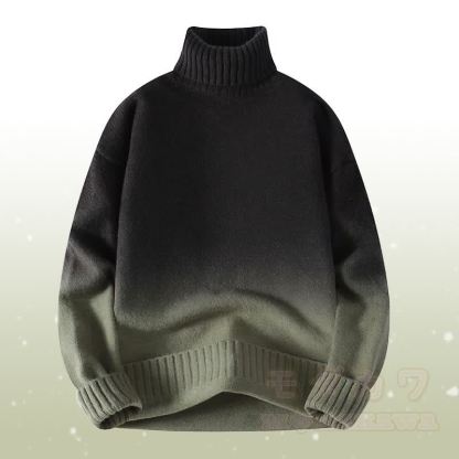 グラデーションニットタートルネックセーターデニムパンツツーピース - 緑のセーター - 3XL - image 11