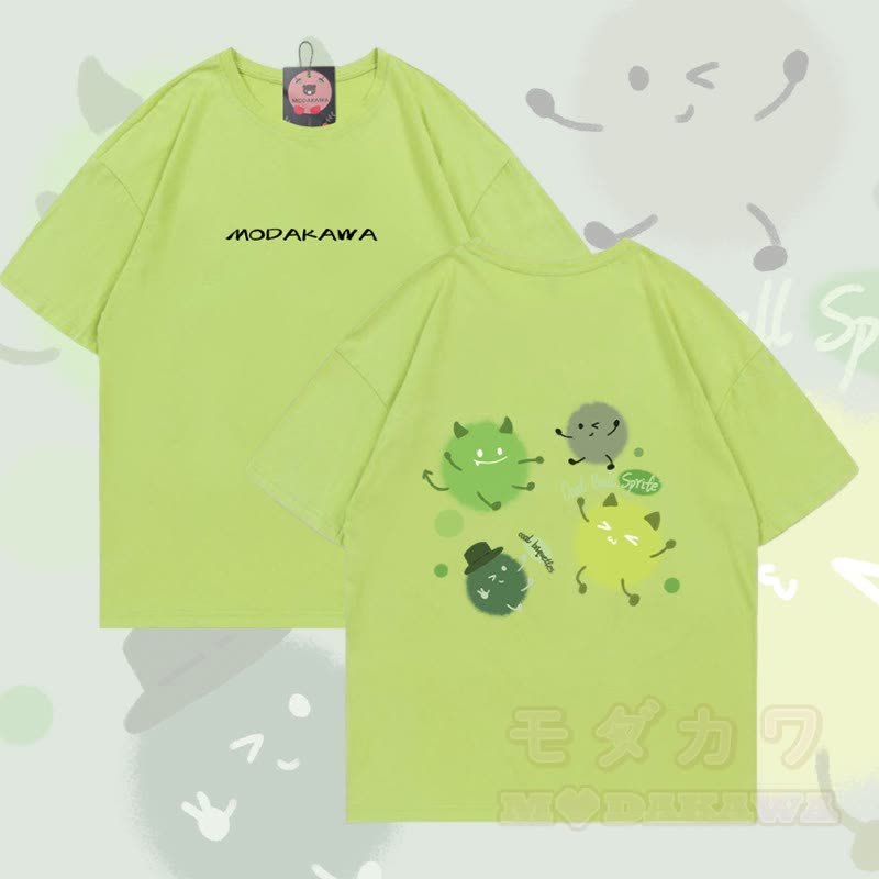 キュートなジャームグラフィックModakawa綿Tシャツ - 緑 - 5XL - image 2