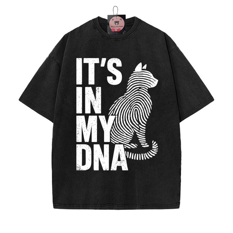 IT'S IN MY DNA 指紋キティプリント ヴィンテージウォッシュTシャツ - 黒 - 5XL - image 4