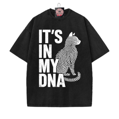 IT'S IN MY DNA 指紋キティプリント ヴィンテージウォッシュTシャツ - 黒 - 5XL - image 4
