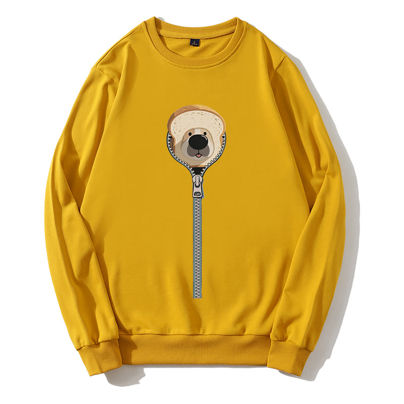 ブレッドドッグ ジッパーグラフィック ラウンドカラー スウェットシャツ - 黄色 - 5XL - image 3