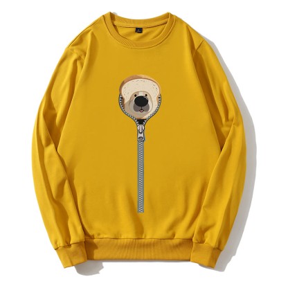ブレッドドッグ ジッパーグラフィック ラウンドカラー スウェットシャツ - 黄色 - 5XL - image 3