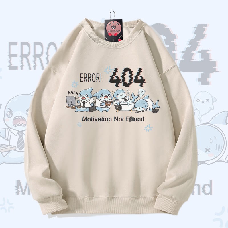 ERROR 404 MOTIVATION NOT FOUNDん シャークグラフィックModakawaスウェットシャツ - Light Beige - 5XL - image 3