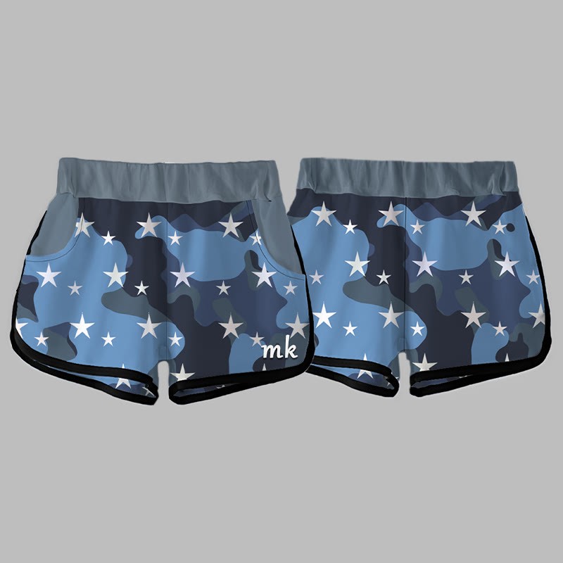 カモフラージュスターレタープリント MODAKAWA ショートパンツ - Blue - 5XL - image 6