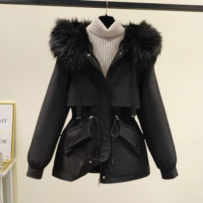 フリースフード付きコート、タートルネックセーター、カジュアルパンツのマッチングコーデ - Black Coat - 4XL - image 13