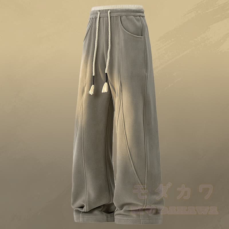 Vネックストライプニットセーターカラーブロック フリース裏地パンツ ツーピース - グレーのパンツ - 4XL - image 8