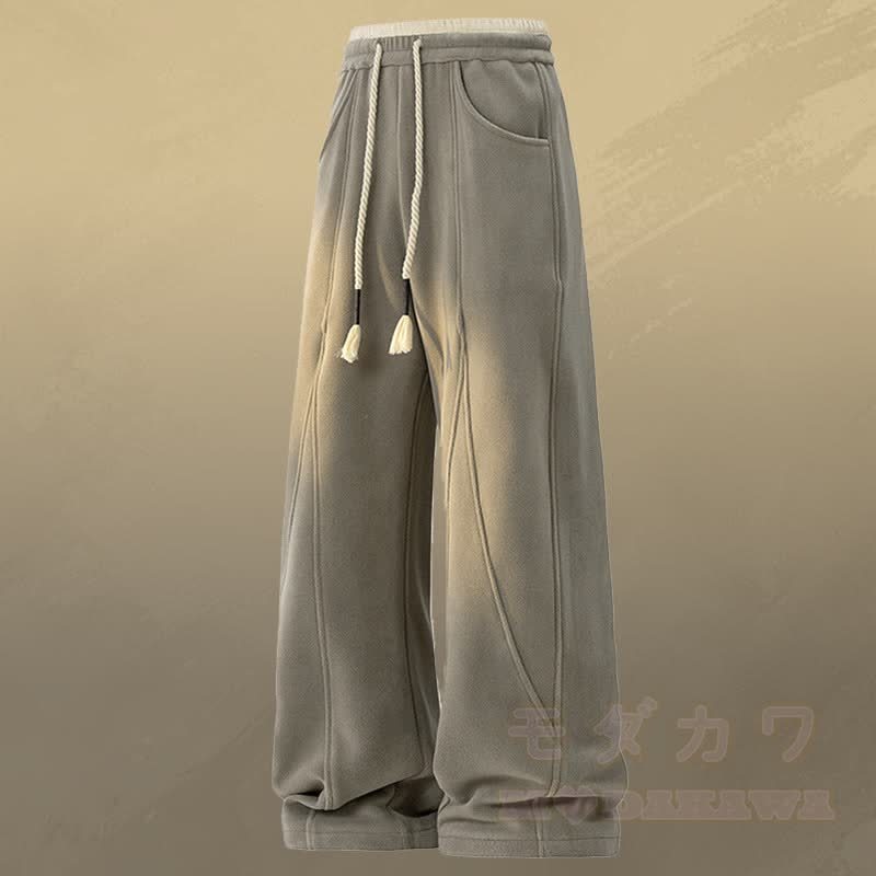 Vネックストライプニットセーターカラーブロック フリース裏地パンツ ツーピース - グレーのパンツ - 4XL - image 8