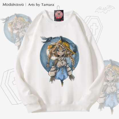 MODAKAWA X Arts by Tamara Scarecrow グラフィック ユニセックス スウェットシャツ - White - 5XL - image 3