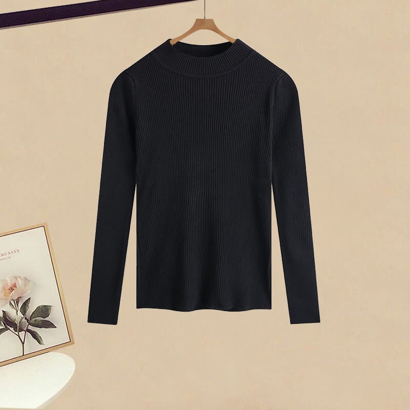 クロスニットセーター、ブラックトップス、デニムパンツのマッチングコーデ - Top - XL - image 3