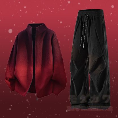 グラデーションジップアップジャケット コーデュロイパンツ ツーピース - セットD - 3XL - image 4