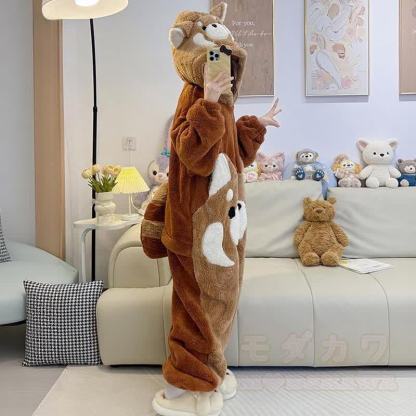 レッサーパンダのぬいぐるみフード付きワンジーパジャマ - image 5