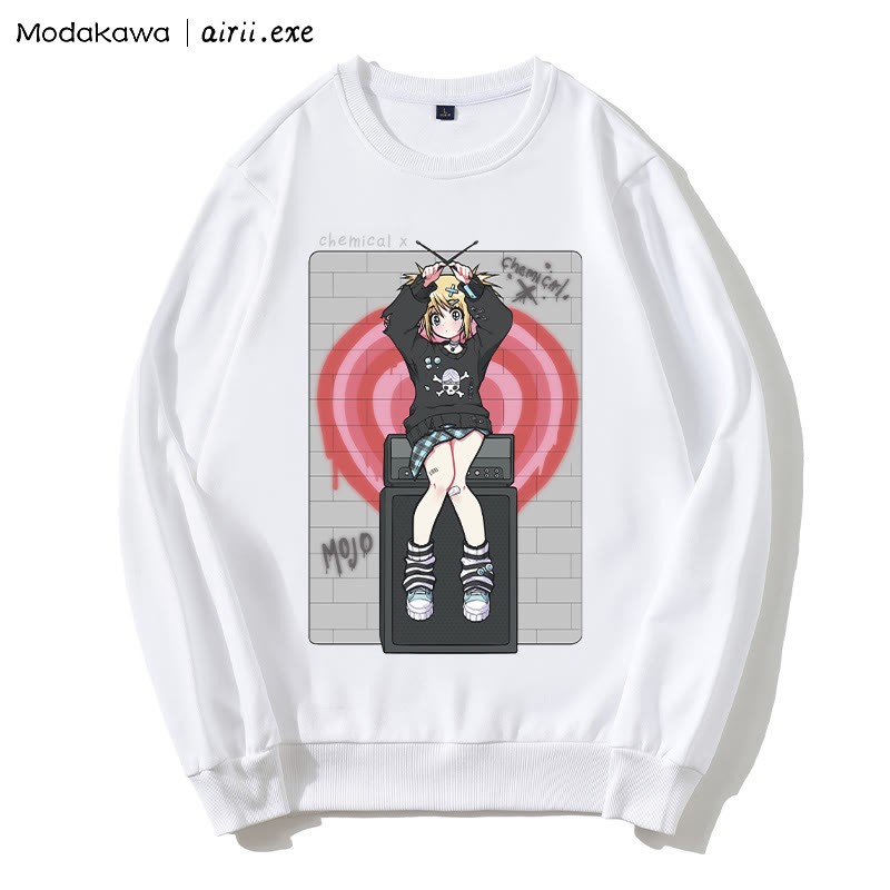 MODAKAWA X airii.exeケミカルガールレタープリント ラウンドカラー スウェットシャツ - White - 5XL - image 3