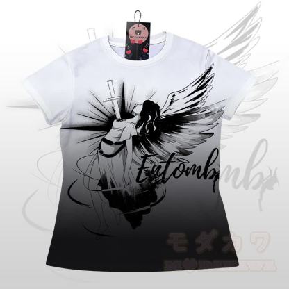 ENTOMB グラフィックグラデーションTシャツショーツModakawaマッチングアウトフィット - 白黒Tシャツ - 5XL - image 6