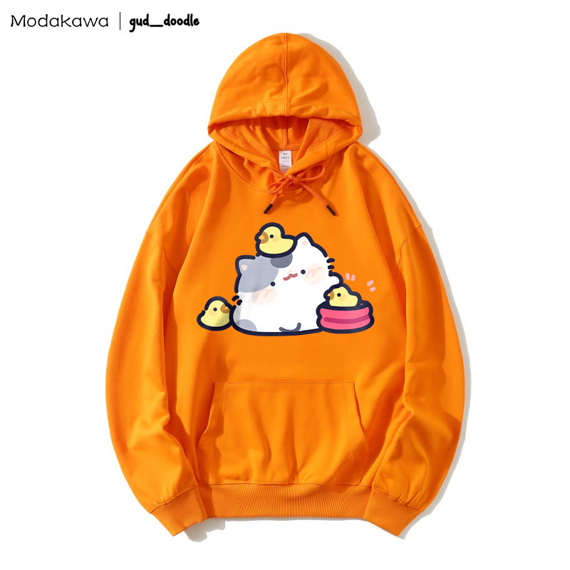 MODAKAWA X gud_doodleキティひよこプリント ルーズパーカー - Orange - 5XL - image 7
