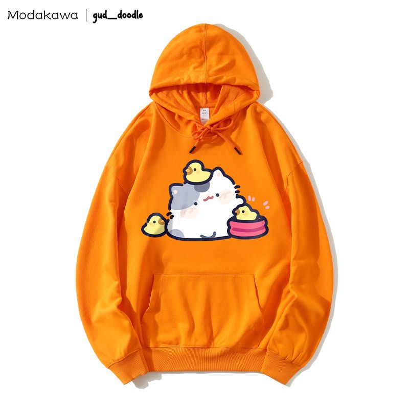 MODAKAWA X gud_doodleキティひよこプリント ルーズパーカー - Orange - 5XL - image 7
