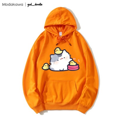 MODAKAWA X gud_doodleキティひよこプリント ルーズパーカー - Orange - 5XL - image 7