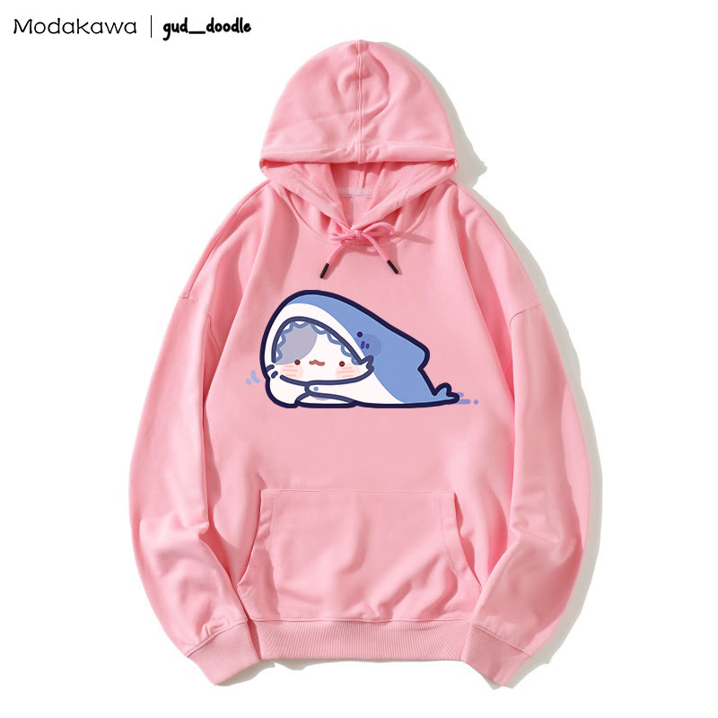 MODAKAWA X gud_doodleキティシャークプリント ルーズパーカー - Pink - 5XL - image 4