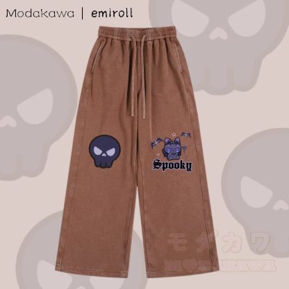 MODAKAWA X emiroll デビルキティグラフィック ヴィンテージウォッシュ アジャスタブルヘムパンツ - 茶色 - 2XL - image 3
