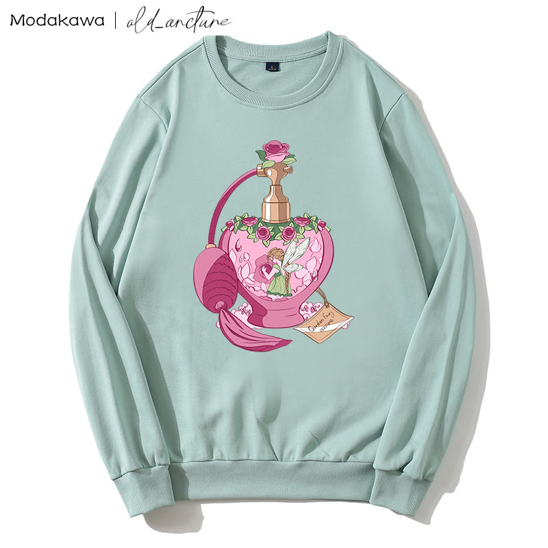 MODAKAWA X old_arcture ローズエンジェル パフュームボトル レタープリント ラウンドカラー スウェットシャツ - Green - 5XL - image 3