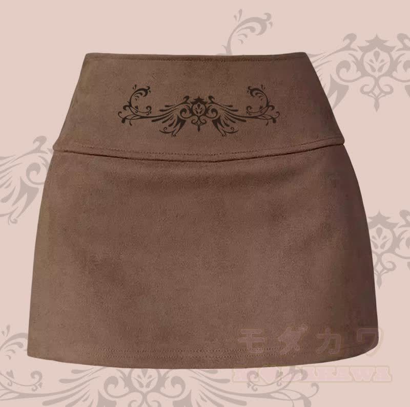 MODAKAWA ウィングトーテムグラフィックスリットミニスカート - 茶色 - XL - image 3