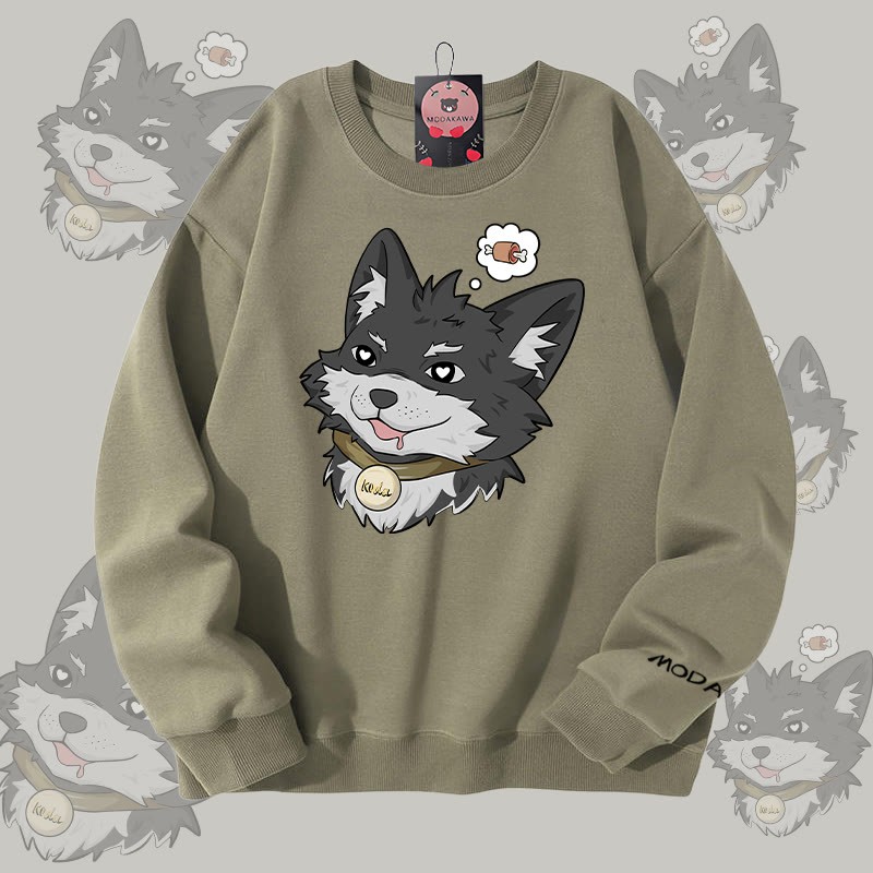 MODAKAWA 倖田來未 肉を考える グラフィック ユニセックス スウェットシャツ - Light Khaki - 5XL - image 3