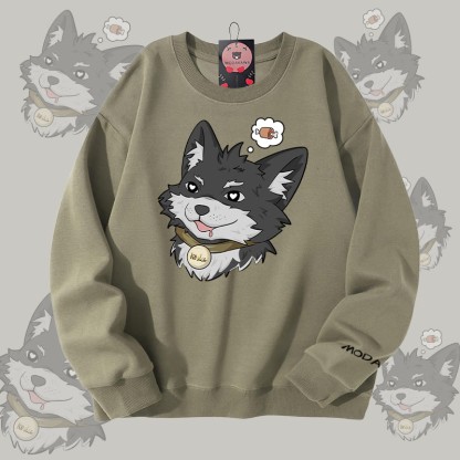 MODAKAWA 倖田來未 肉を考える グラフィック ユニセックス スウェットシャツ - Light Khaki - 5XL - image 3