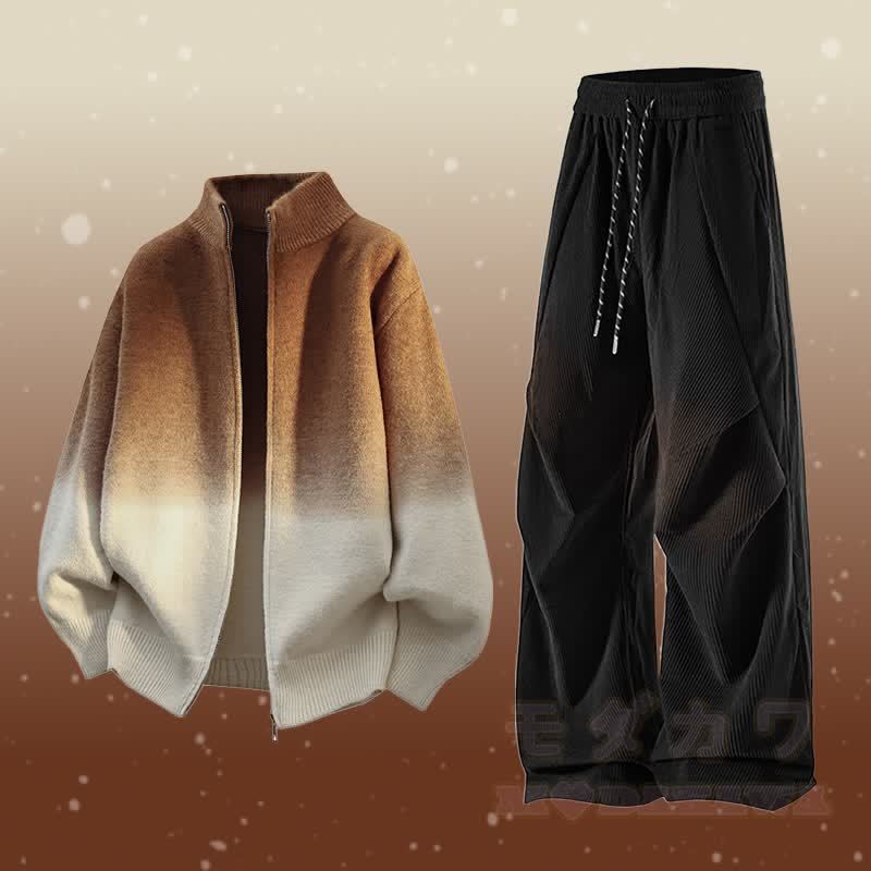 グラデーションジップアップジャケット コーデュロイパンツ ツーピース - セットF - 3XL - image 6