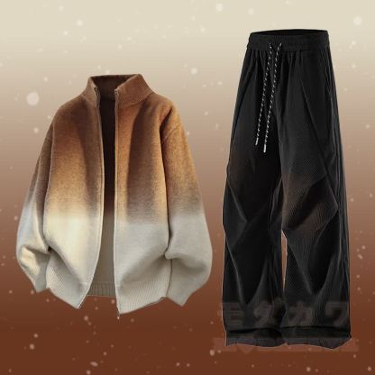 グラデーションジップアップジャケット コーデュロイパンツ ツーピース - セットF - 3XL - image 6