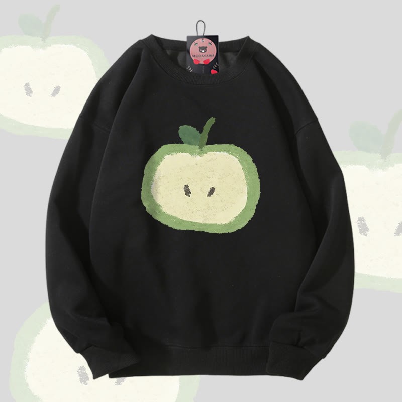 Green Apple Graphic Modakawa Unisex Sweatshirt - Black - 5XL - image 4