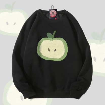 Green Apple Graphic Modakawa Unisex Sweatshirt - Black - 5XL - image 4