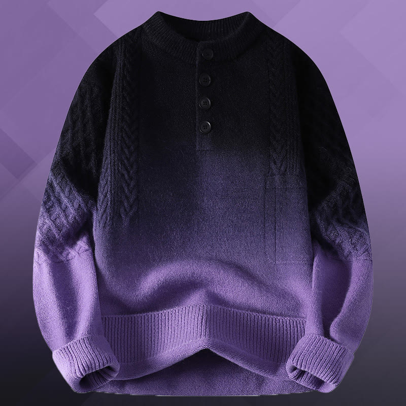 グラデーションケーブルニットセーター デニムパンツ ツーピース - Purple Sweater - 3XL - image 9