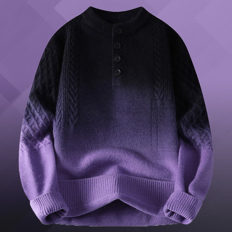 グラデーションケーブルニットセーター デニムパンツ ツーピース - Purple Sweater - 3XL - image 9