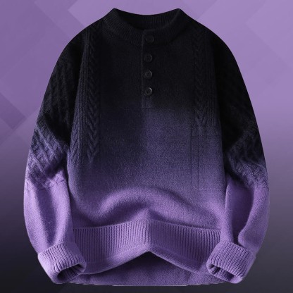 グラデーションケーブルニットセーター デニムパンツ ツーピース - Purple Sweater - 3XL - image 9