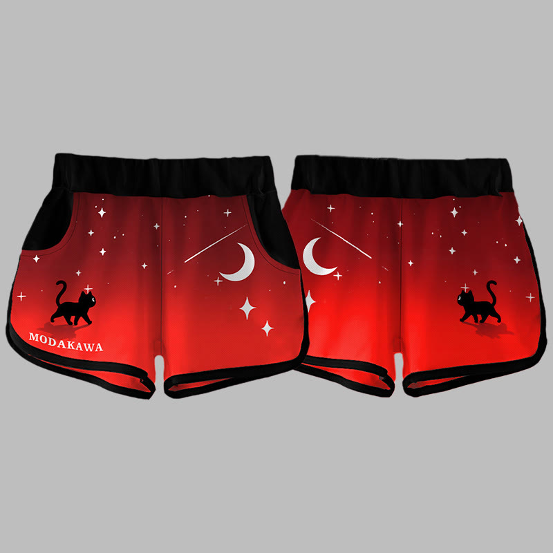 Modakawaグラデーション キティ ムーン スター プリント カジュアル ショートパンツ - image 4