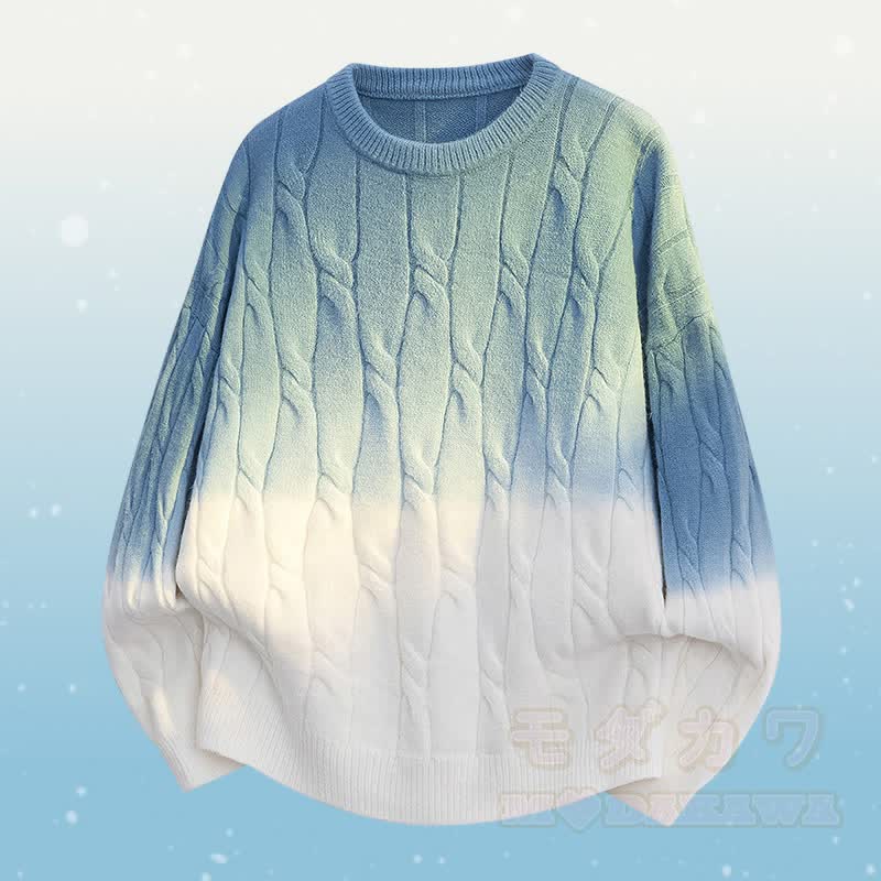 グラデーションニットセーターポケットパンツツーピース - 青いセーター - 3XL - image 7