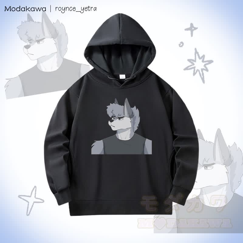 MODAKAWA X roynce_yetra ロイ・フラウンス グラフィック綿パーカー サイドポケット付き - 黒 - 5XL - image 3