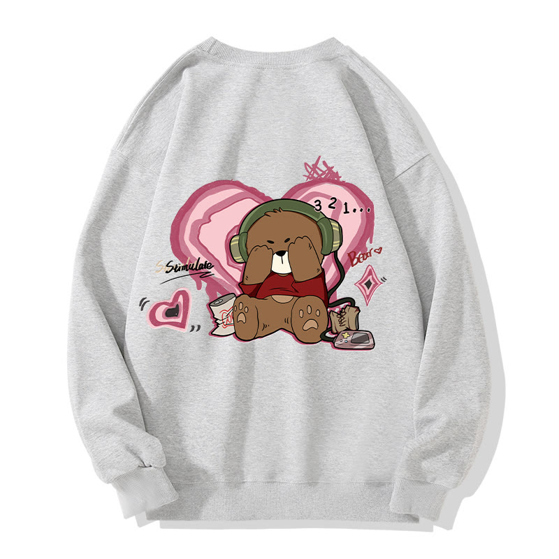 MODAKAWA COUNTDOWN カバーアイズベアグラフィック ユニセックス スウェットシャツ - Grey - 5XL - image 3