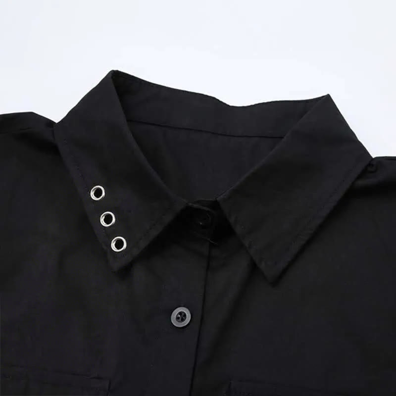 ポケットラペルタイTシャツイレギュラーレースアップスリップドレス2点セット - image 6