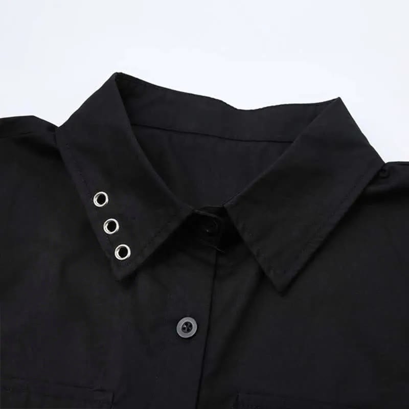 ポケットラペルタイTシャツイレギュラーレースアップスリップドレス2点セット - image 6