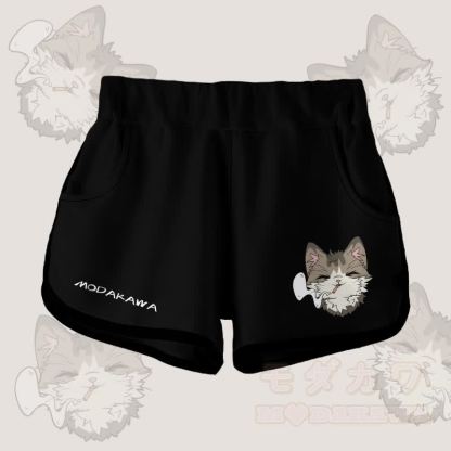 MODAKAWA グラデーションスモーキングキャットグラフィックショートパンツ - 黒 - 5XL - image 5